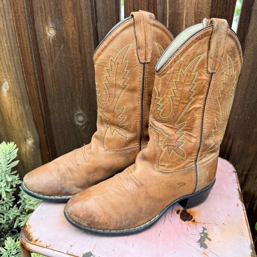 Old West Vintage Brown Leather Child's Cowboy Boots
